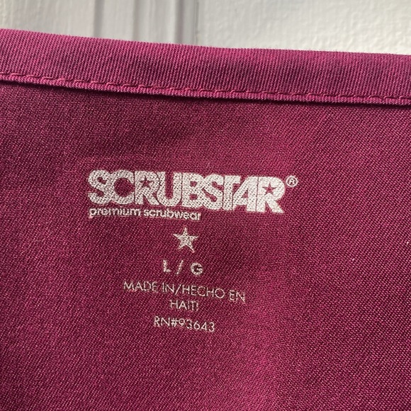 ScrubStar Scrub Wine Dark Cherry Short Sleeves Top Pockets Women's Size Large !! - Picture 4 of 11